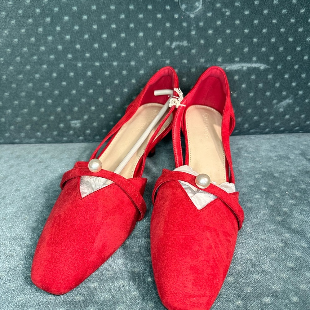 Striking Red Suede Loafers Flats